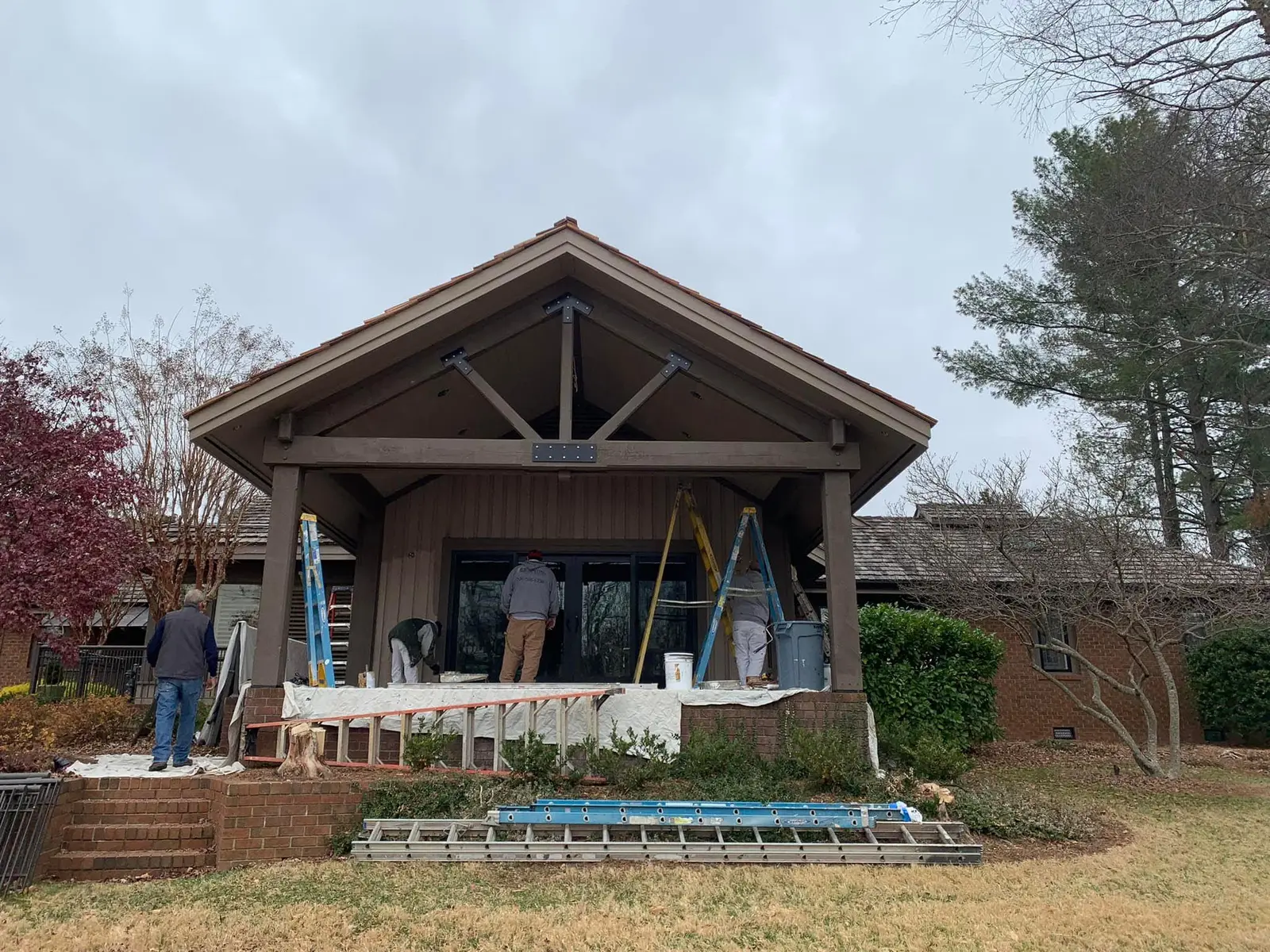 Covered porch under construction