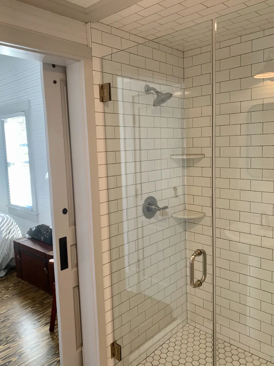 Tiled walk-in shower